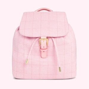 Stoney Clover Lane Pink Tweed Drawstring Backpack Paris